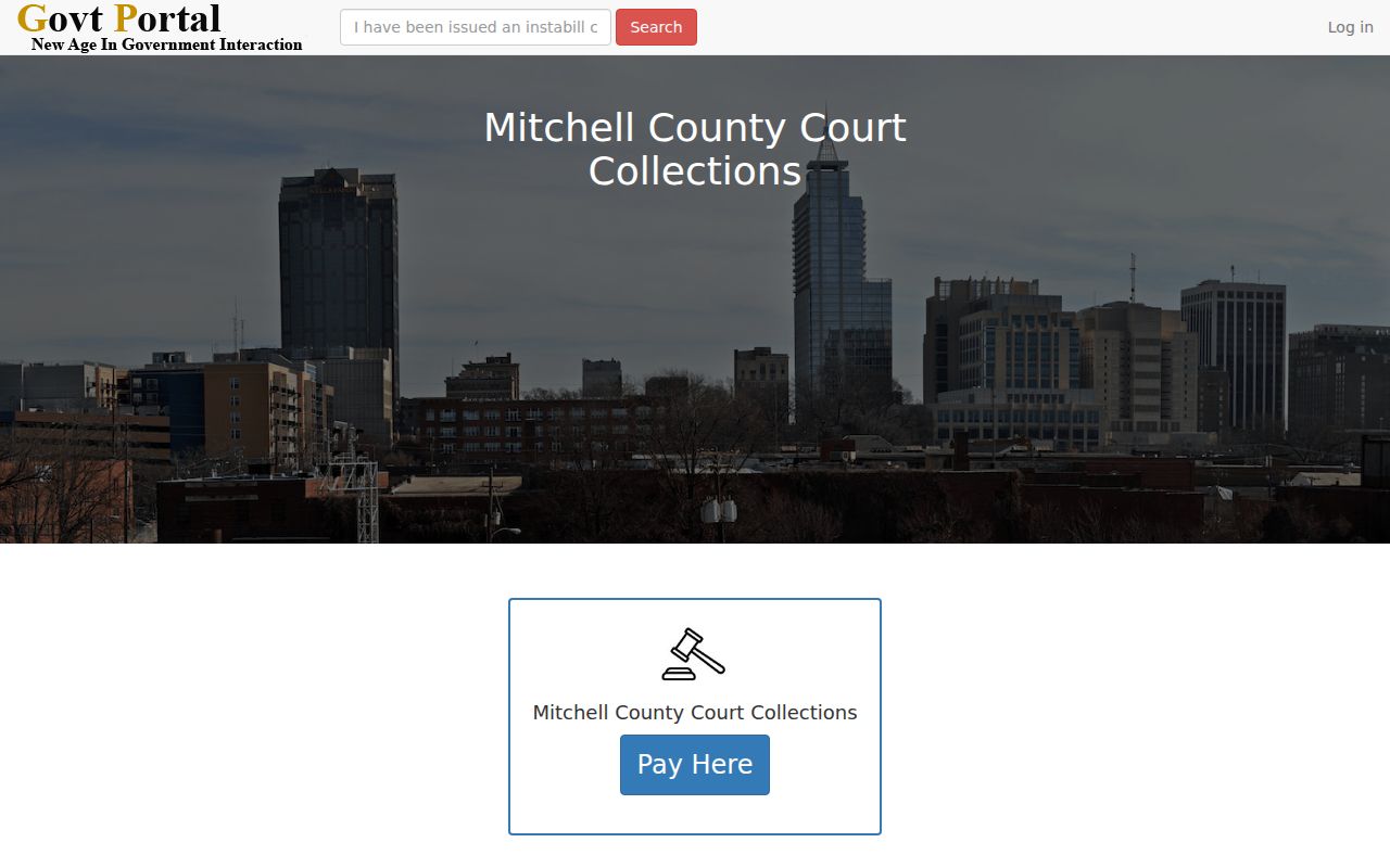 Mitchell County warrant check research, Court Collections landing page