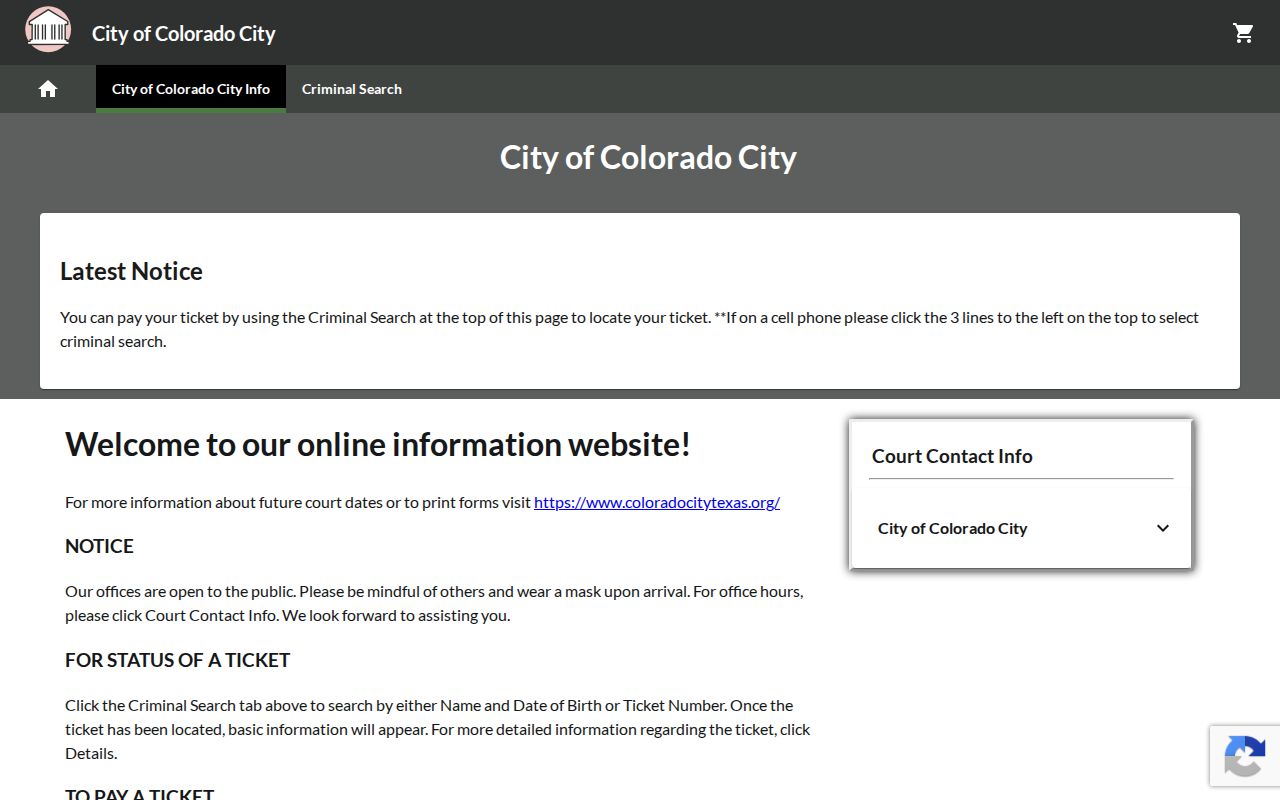 Mitchell County traffic warrant payment, Colorado City vendor landing page