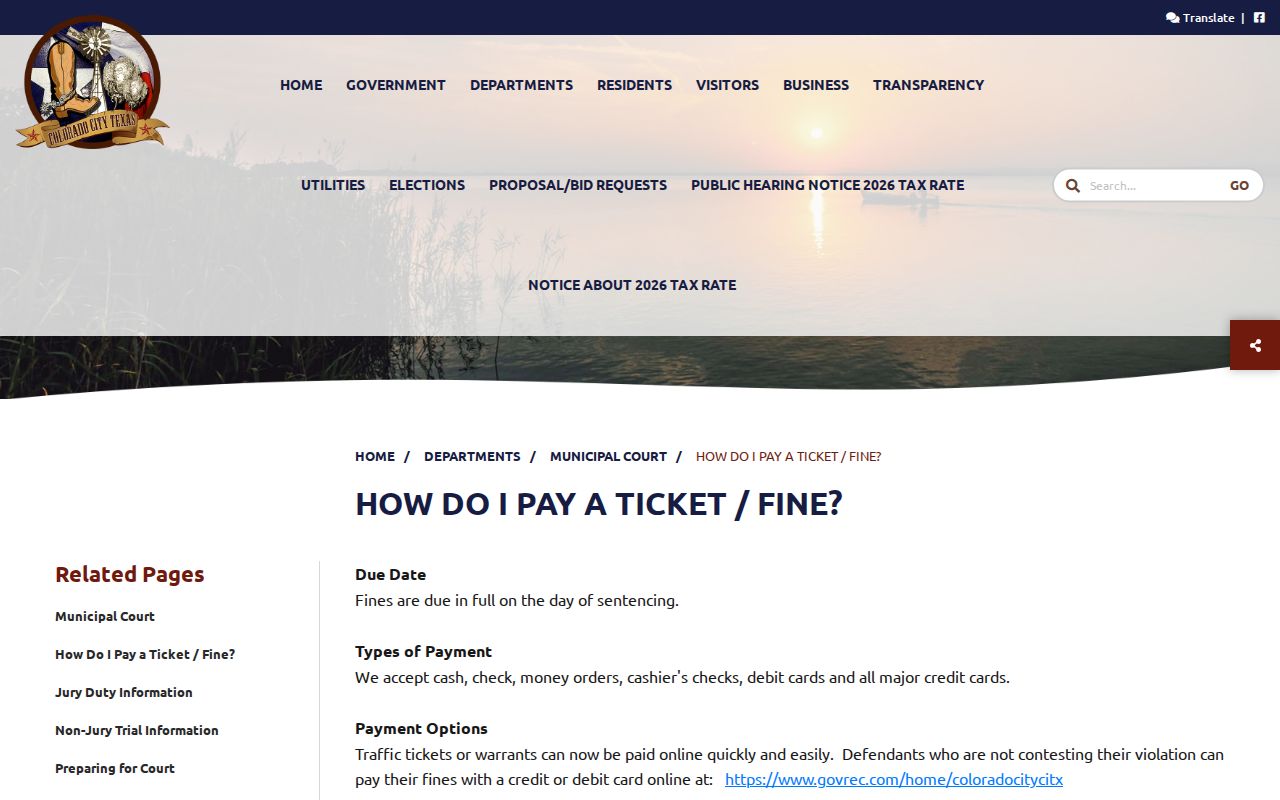 Mitchell County traffic warrant process, Colorado City official payment and warrant instructions