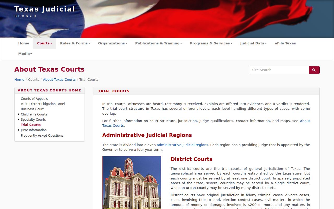 Mitchell County bench warrant routing, Texas trial-court structure page