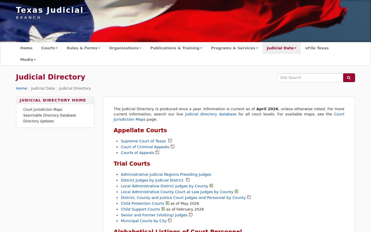 Mitchell County warrant records routing, Texas Judicial Branch directory